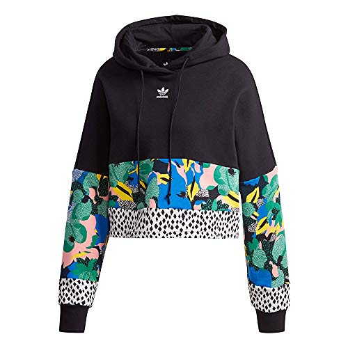 adidas Originals Cropped Hoodie Sudadera con Capucha, Negro/Multco, 46 Womens