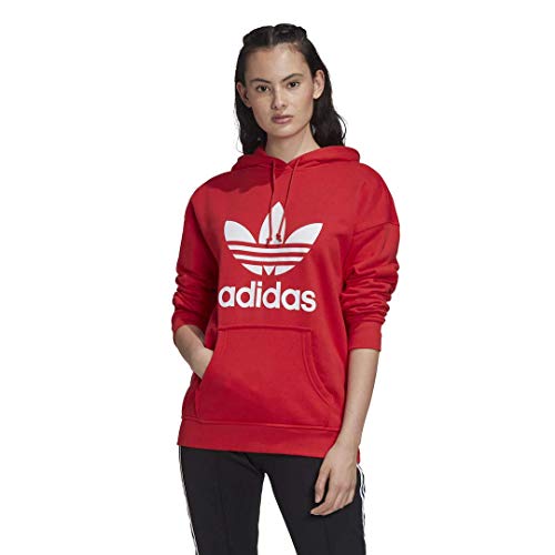 adidas Originals Trefoil Hoodie Sweatshirt Sudadera con Capucha, Rojo y Blanco, L para Mujer