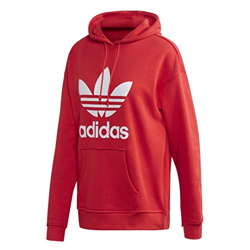 adidas Originals Trefoil Hoodie Sweatshirt Sudadera con Capucha, Rojo y Blanco, L para Mujer