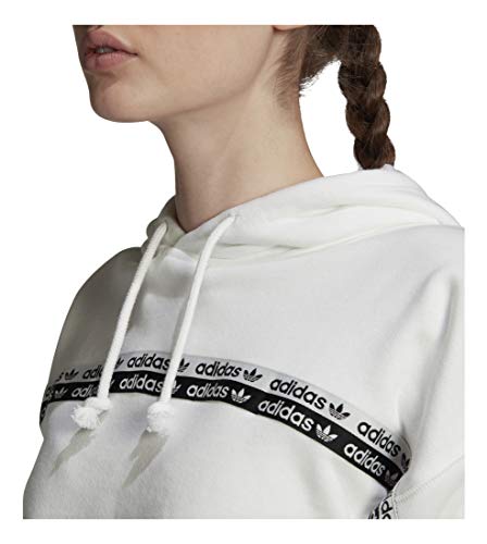 adidas Originals Women's Cropped Hooded Sweatshirt, White, X-Large
