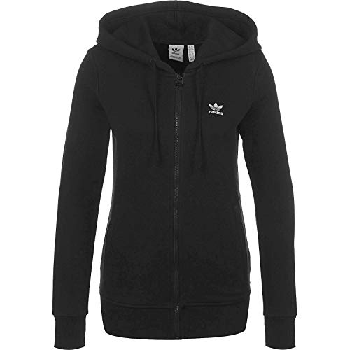 adidas Trefoil - Sudadera con capucha y cremallera para mujer negro 36