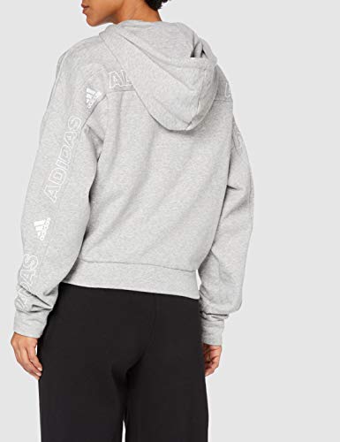 adidas W BOS AOP FZ HD Sweatshirt, Mujer, Medium Grey Heather/White, XL