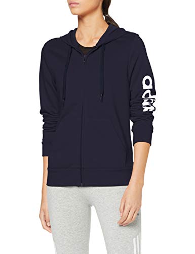 adidas W E Lin FZ HD Sudadera, Mujer, Legend Ink/White, XS