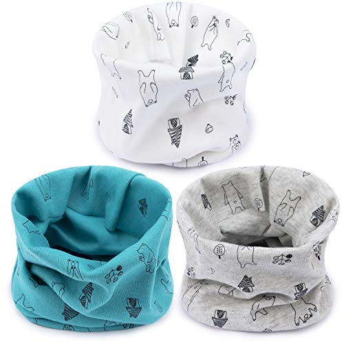 Adorel Bufanda Cuello Alto Algodón para Bebé Paquete de 3 Oso