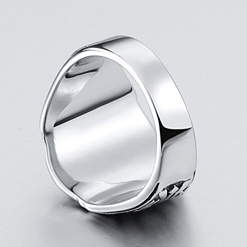 Aeici Anillo Colgante Hombres Acero Inoxidable Sello Punk Banda Masón Masónico G Anillos Plata Tamaño 27