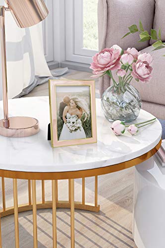 Afuly Marco de fotos de oro rosa de 6 x 4 marco de metal simple lindo regalo de decoración dorado para las mujeres