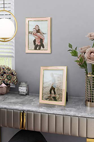 Afuly Marco de fotos de oro rosa de 6 x 4 marco de metal simple lindo regalo de decoración dorado para las mujeres