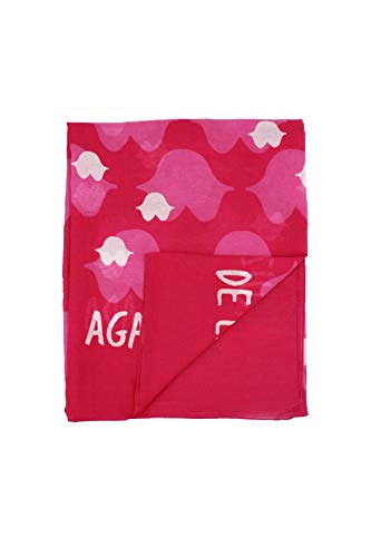 Agatha Ruiz de la Prada Pañuelos Fular Foulard Mujer Bufandas Estampado Diseño de besos 180 x 90cm Incluye llavero de regalo (Fucsia con rosa)