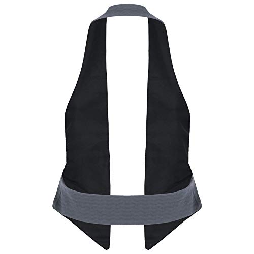 Agoky Chaleco Mujer Chica Vestimenta Classico Traje Formal de Fiesta Ceremonia Bautizo Boda Algodón Uniforme Camarera Suit Vest Waistcoat Gris M