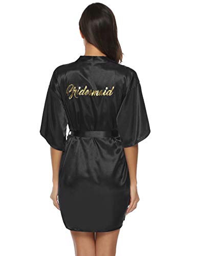 Aiboria Albornoz Satén para Mujer, Kimono Bata para Novia Dama de Honor Satén Mujer Ropa de Dormir Cortos