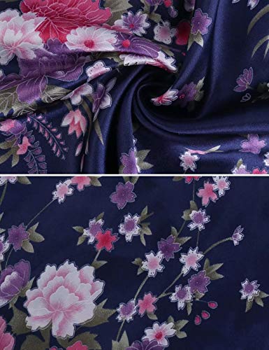 Aiboria Camisón Mujer Satén Negligee Sexy Verano Vestido De Pijama Floral Impreso Sin Manga Camisola Escote Falda Cuello V Elegante Dress