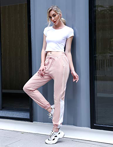Aiboria Pantalon Chandal Mujer, 100% Algodón Largos Moda Casuales Pantalones Deportivos para Mujer Yoga Fitness Jogger Gimnasio Deportes