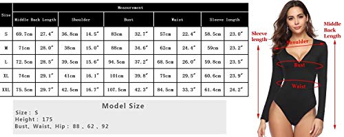Aibrou Body Vestir para Mujer,V Profunda Mono Bodysuit Mangas largas Sexy Elegante Fiesta