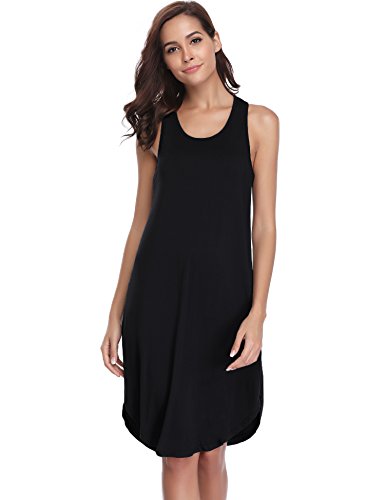 Aibrou Camisón Mujer Algodon Verano Corto,Vestidos Pijama Casual Comodo y Suave Casual sin Manga S-XXL