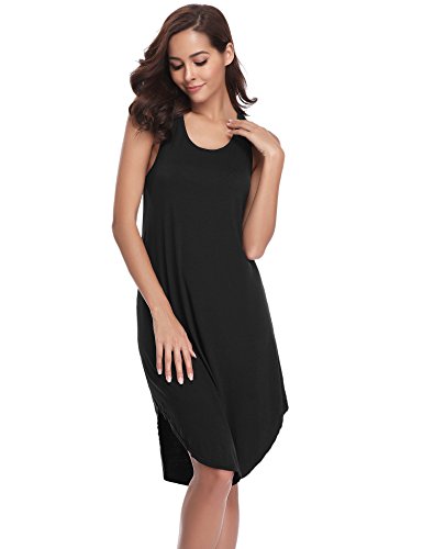 Aibrou Camisón Mujer Algodon Verano Corto,Vestidos Pijama Casual Comodo y Suave Casual sin Manga S-XXL
