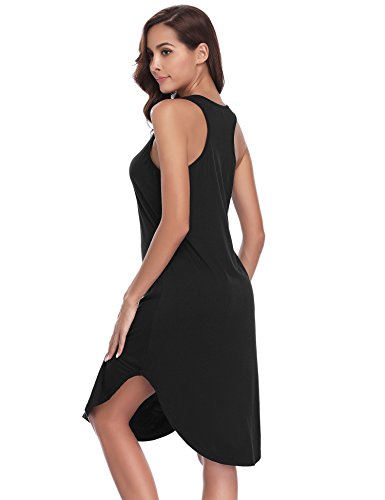 Aibrou Camisón Mujer Algodon Verano Corto,Vestidos Pijama Casual Comodo y Suave Casual sin Manga S-XXL