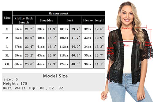 Aibrou Cárdigan de Encaje de Manga Corta para Mujer,Chaquetas Ganchillo Suelto,Chaqueta Kimono Playa,Vacaciones Playa Chal Camisolas y Pareos para Verano, (Blanco, XXL)