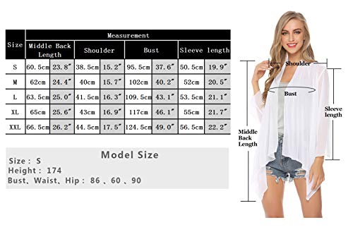 Aibrou Cárdigan Kimonos Gasa para Mujer,Camisas Verano Tops Manga 3/4,Camisolas y Pareos,Cárdigan Fiesta Casual Bikini Beach Cover-Ups Sarongs Vacaciones Playa Chal.