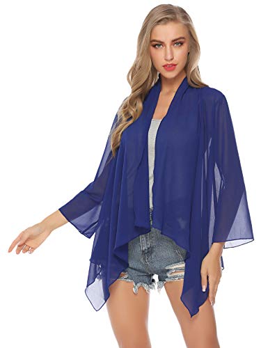 Aibrou Cárdigan Kimonos Gasa para Mujer,Camisas Verano Tops Manga 3/4,Camisolas y Pareos,Cárdigan Fiesta Casual Bikini Beach Cover-Ups Sarongs Vacaciones Playa Chal.