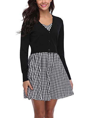 Aibrou Chaqueta Punto Corto para Mujer Cardigan Punto Corto Toreras Fiesta,Bolero Rebeca Corto Chaqueta Punto para Boda、Primavera (Negro, XL)