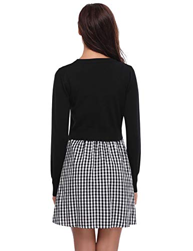 Aibrou Chaqueta Punto Corto para Mujer Cardigan Punto Corto Toreras Fiesta,Bolero Rebeca Corto Chaqueta Punto para Boda、Primavera (Negro, XL)