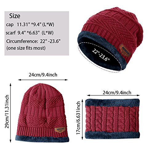 Aibrou Familiares Conjuntos Gorro y Bufanda Set Invierno para Hombre Mujer Bebe Ninos Ninas