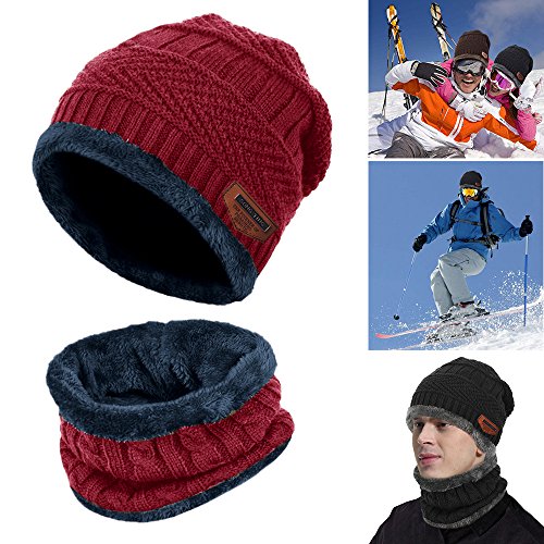 Aibrou Familiares Conjuntos Gorro y Bufanda Set Invierno para Hombre Mujer Bebe Ninos Ninas