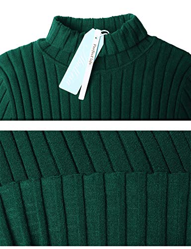 Aibrou Jersey de Cuello Alto para Mujer Sólido Ligero Suave Elástico Manga Larga Pull-Over Suéter （  Verde ， S ）