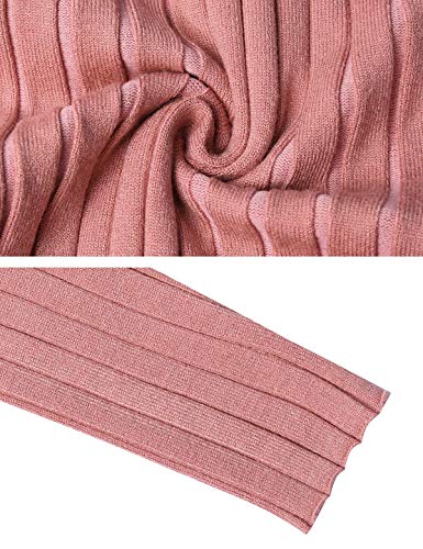 Aibrou Jersey de Mujer Sólido Ligero Suave Elástico Manga Larga Pull-Over Suéter Jersey de Cuello Alto （  Rosa A ， S ）