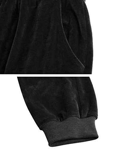 Aibrou  Pantalones Chandal Terciopelo para Mujer, Invierno Pantalón Deporte Fitness con Cordones Bolsillos para Yoga Jogger Deporte en Casa,Pijamas Terciopelo （ Negro, S ）