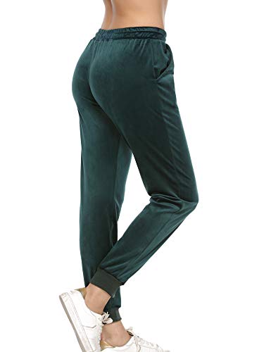 Aibrou Pantalones Terciopelo,Chandal Casual Pantalon Deportivos  Pantalones elásticos con cordón para Yoga Jogger Fitness en,Pijamas Terciopelo （ Verde, S ）