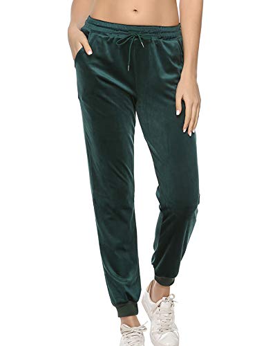 Aibrou Pantalones Terciopelo,Chandal Casual Pantalon Deportivos  Pantalones elásticos con cordón para Yoga Jogger Fitness en,Pijamas Terciopelo （ Verde, S ）