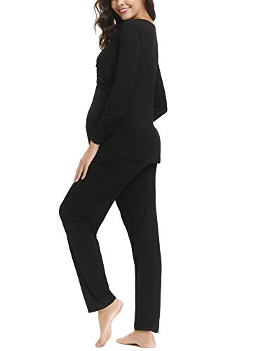 Aibrou Pijama Lactancia Invierno de Manga Larga Pijamas Premamá Embarazadas Algodón Conjunto de Maternidad para Mujer