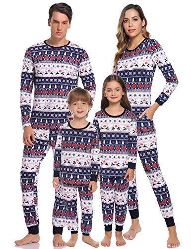 Aibrou Pijamas de Navidad Familia Conjunto Pantalon y Top Pijamas Mujer Hombre Invierno Manga Larga Pijama de Dormir 2 Piezas Niños Niña Ropa de Dormir para Bebés Mamá Papá Romper Homewear