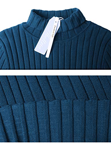 Aibrou Suéter de Cuello Alto para Mujer, Jersey Cuello Alto Manga Larga Mujer Primavera y Otoño （  Azul ， L ）