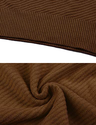 Aibrou Suéter de Cuello Alto para Mujer,Jersey de Manga Larga Liso Suave y elástico con Textura de Rayas oblicuas,Invierno (Marrón S)