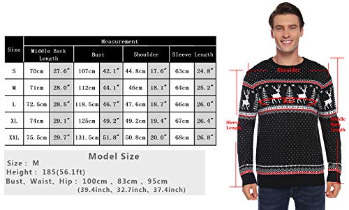 Aibrou Suéter de Navidad para Familia,Jersey Pullover de Punto de Copos de Nieve de Renos,Suéter de Navidad Invierno para Unisex Hombre/Mujer/Chicos/niñas (1# Papá Negro XXL)