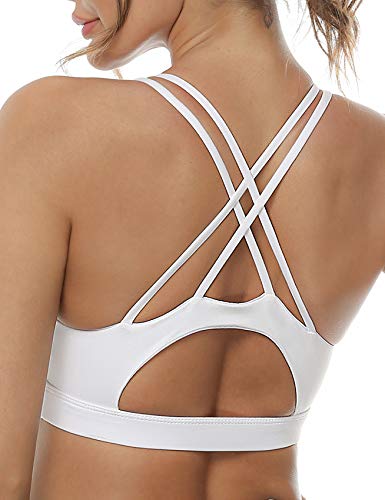 Aibrou Sujetador Deportivo Mujer Sujetador de Yoga Mujer con Acolchado Desmontable y Tirantes Elásticos sin Espalda para Yoga/Fitness/Run/Ejercicio de Diaria