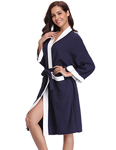 Aibrou Unisex Albornoz Mujer Hombre Primavera Verano Batas y Kimonos Invierno con Cinturón, Muy Suave Cómodo Fino Ligero y Agradable para Hombre o Mujer