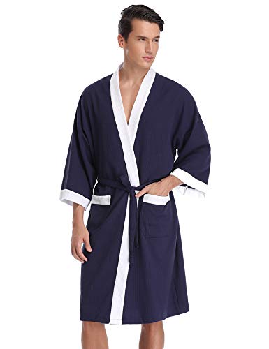 Aibrou Unisex Albornoz Mujer Hombre Primavera Verano Batas y Kimonos Invierno con Cinturón, Muy Suave Cómodo Fino Ligero y Agradable para Hombre o Mujer