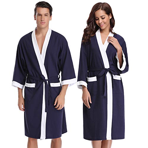 Aibrou Unisex Albornoz Mujer Hombre Primavera Verano Batas y Kimonos Invierno con Cinturón, Muy Suave Cómodo Fino Ligero y Agradable para Hombre o Mujer