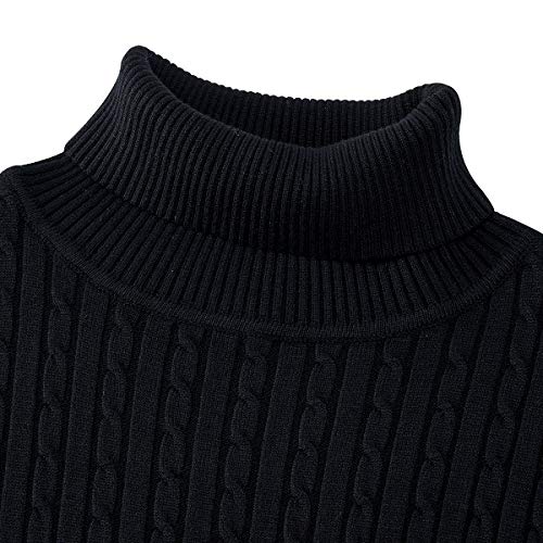 Aideaone Jersey de punto para hombre, cuello alto, cálido, básico, cuello alto Negro L