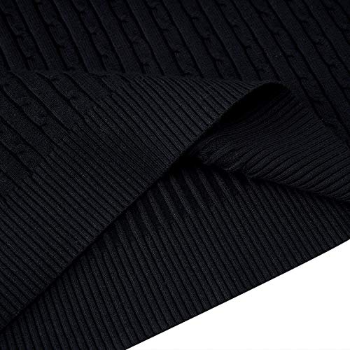 Aideaone Jersey de punto para hombre, cuello alto, cálido, básico, cuello alto Negro M