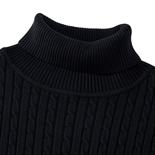 Aideaone Jersey de punto para hombre, cuello alto, cálido, básico, cuello alto Negro M