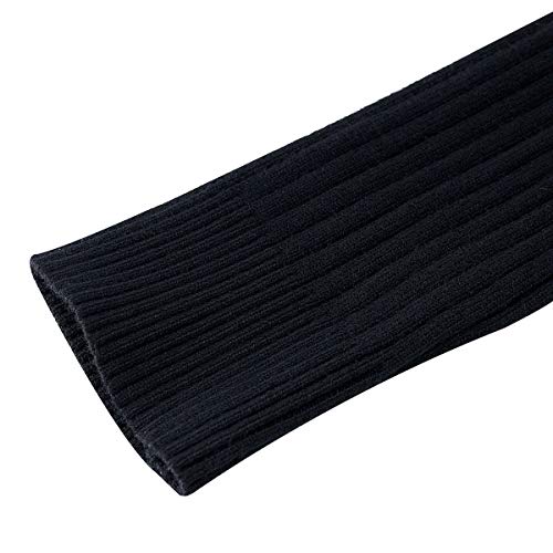 Aideaone Jersey de punto para hombre, cuello alto, cálido, básico, cuello alto Negro M