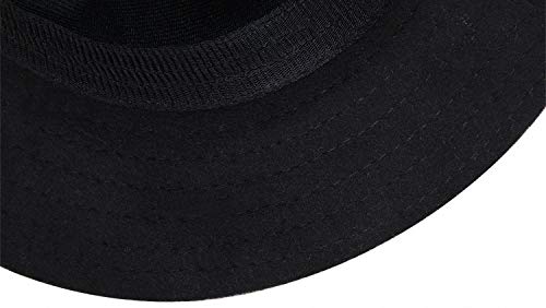 AIEOE - Sombrero Hombre Fieltro Panamá Británico Gorro Jazz con ala Ancha Hat Caballeros Elegante para Adulto Chicos Hombres Sombrero Invierno Cálido - Negro