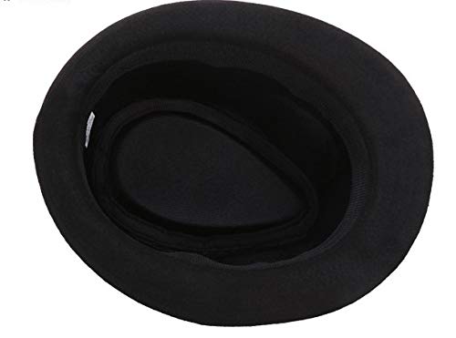 AIEOE - Sombrero Hombre Fieltro Panamá Británico Gorro Jazz con ala Ancha Hat Caballeros Elegante para Adulto Chicos Hombres Sombrero Invierno Cálido - Negro