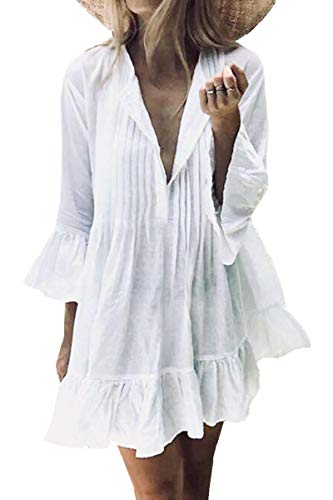 AiJump Túnica Vestido de Playa Kimonos Pareos Mujer Bohemia Verano Camisa