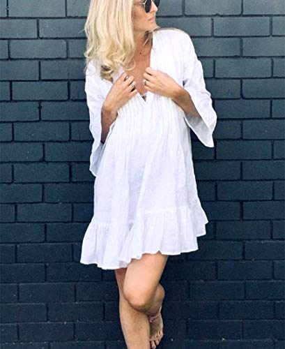 AiJump Túnica Vestido de Playa Kimonos Pareos Mujer Bohemia Verano Camisa