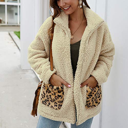 AIni Chaqueta SuéTer Jersey Mujer Invierno Tallas Grandes Sudadera con Estampado De Leopardo De Manga Larga Abrigo De Felpa CáRdigan CáLido OtoñO Abrigo Elegante De Bolsillo Esponjoso Cremallera Tops